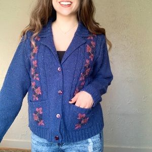 Unique Vintage Floral Embroidered Sweater